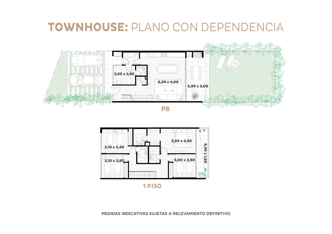plano townhouse con dependencia